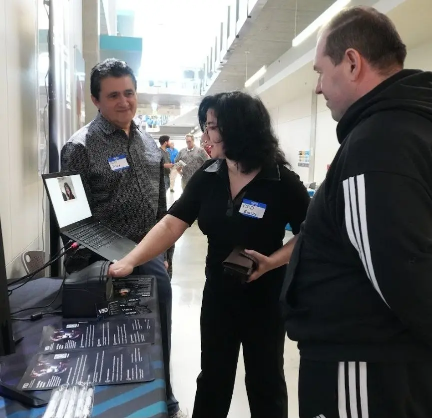 V5iD® Leadership Demonstrating Kiosk Solution V5iD® CEO and CTO demonstrating AI-driven identity verification kiosk at Business Expo West 2026
