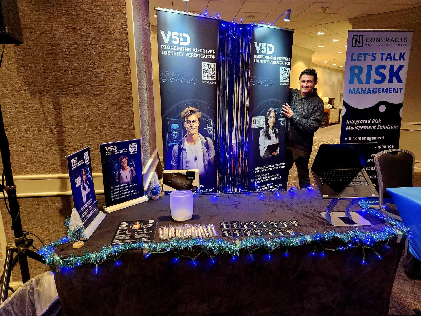 V5iD® team preparing the Identity Verification booth ahead of the Oregon Banking Leadership Symposium 2025 in Portland, Oregon.
